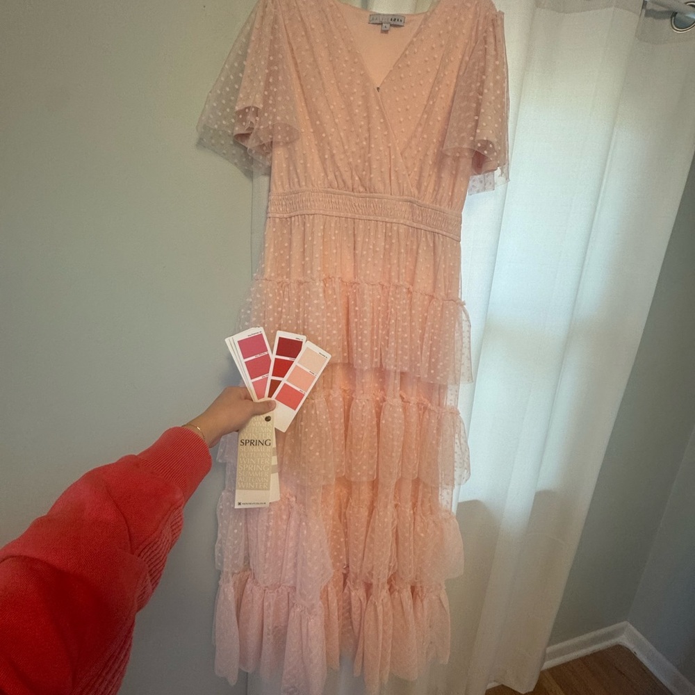 Elegant Pink Polka Dot Dress